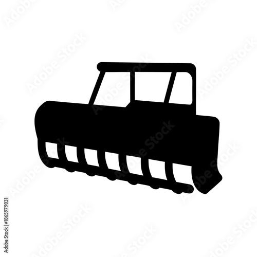 Black silhouette of a rotary tiller implement for agricultural or construction use
