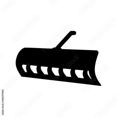 Black and white Silhouette Illustration of a Farm Tiller Machinery Equipment