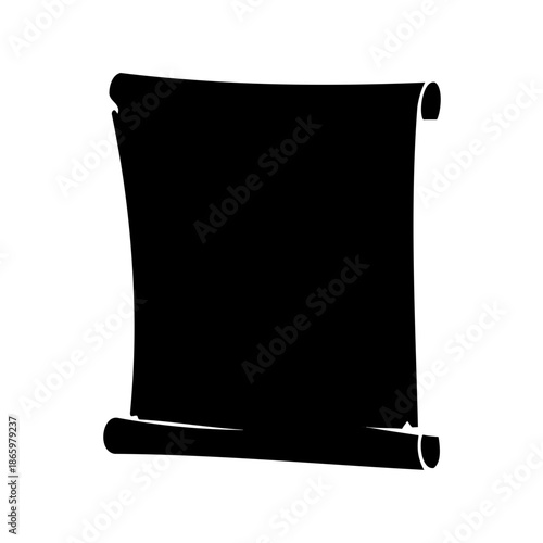 Black silhouette of an ancient scroll, parchment, or document on white