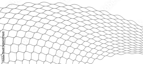 Wire mesh fence isolated on white background. Mesh texture for fishing nets. Seamless black pattern for sportswear or soccer goal, volleyball net, basketball hoop, hockey, athletics.