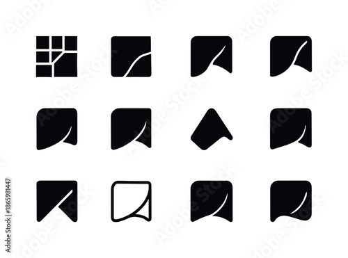 Blanket Icon Set. Blanket. Icon set. Set Logo of Blanket: draped fabric corner. harmonious logo variations of the same emblematic concept, each with different