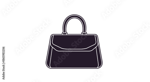 Elegant Black Handbag with Curved Handles and Structured Design.