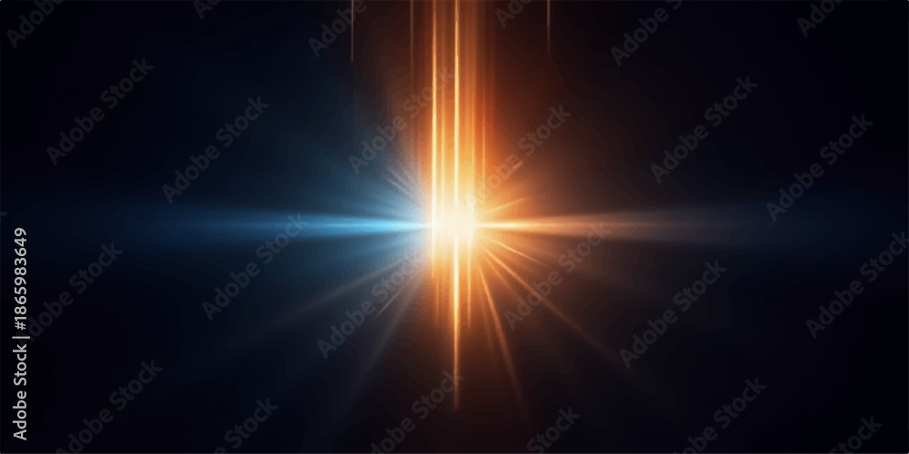 Obraz premium Bright light beam shining through darkness with vibrant orange and blue hues