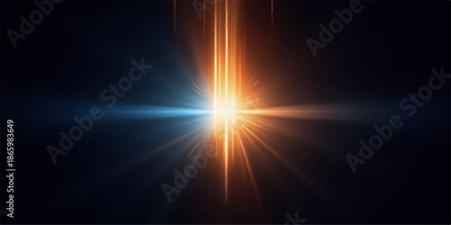 Bright light beam shining through darkness with vibrant orange and blue hues