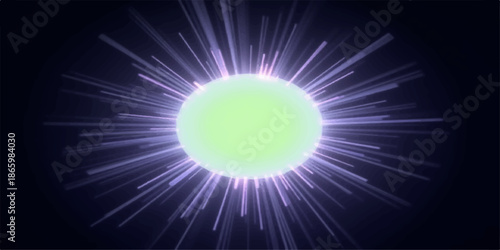 Bright shining sun with radiant beams of light on a dark background