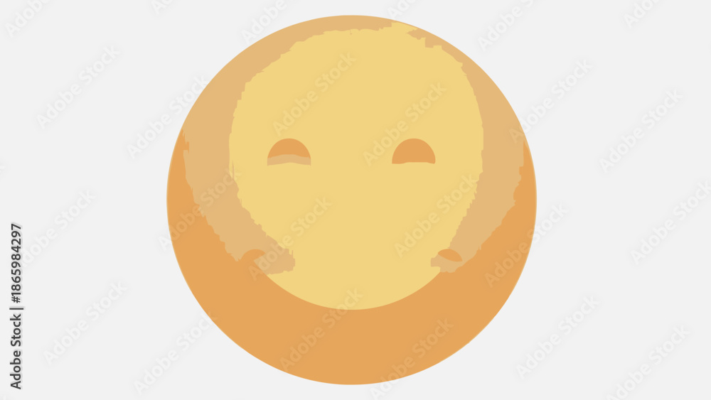 Fototapeta premium Happy yellow smiley face emoji with shadow on a light gray background