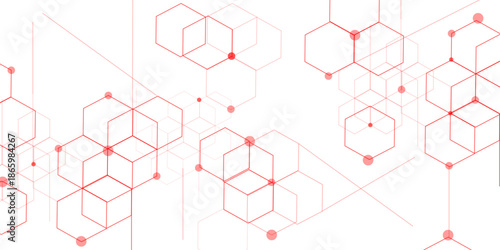 abstract geometric red texture background red hexagon 3D background texture. 3d rendering illustration. Clear pattern abstract background hexagon .Futuristic abstract banner.	
