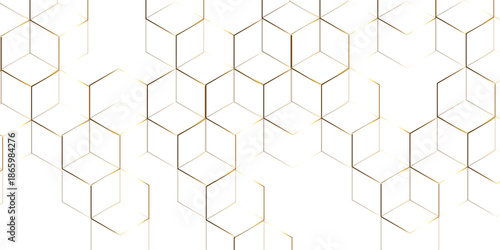 Abstract hexagon white background with shadow .golden background Futuristic blue neon honeycombs. Modern technology design. Vector illustration.	