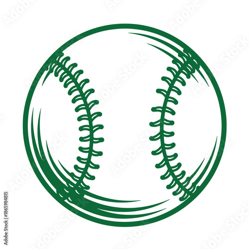 Green baseball with brush strokes isolated on transparent background