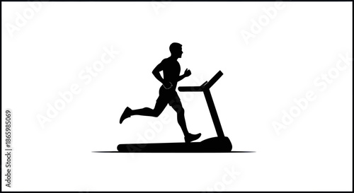 Silhouette of a man running on a treadmill.