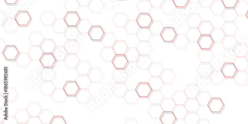 abstract geometric red texture background red hexagon 3D background texture. 3d rendering illustration. Clear pattern abstract background hexagon .Futuristic abstract banner.	