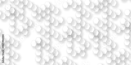 Abstract hexagon white background with shadow .white background Futuristic blue neon honeycombs. Modern technology design. Vector illustration.	