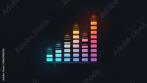 Colorful Bar Graph with Neon Lights on Dark Background