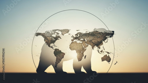 Global Business Team Supporting World Map on Gradient Background