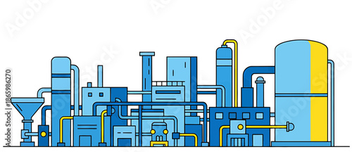 Industrial factory with complex machinery