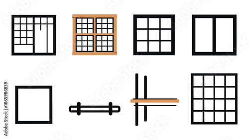 Modern window design collection featuring minimalist and grid patterns