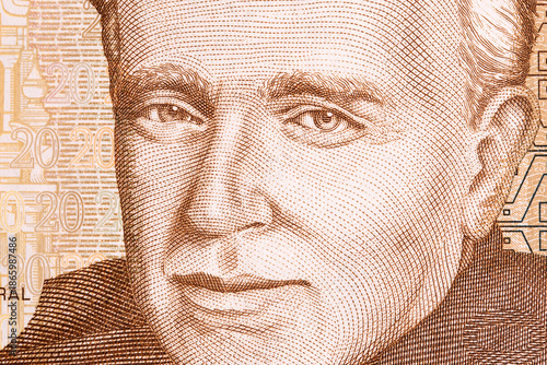 Raul Porras Barrenechea a closeup portrait from Peruvian money