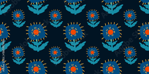 Modern Nordic floral pattern with clean lines, leaves, and balanced blossoms. Perfect for wrapping paper, home textiles, and decorative botanical backgrounds