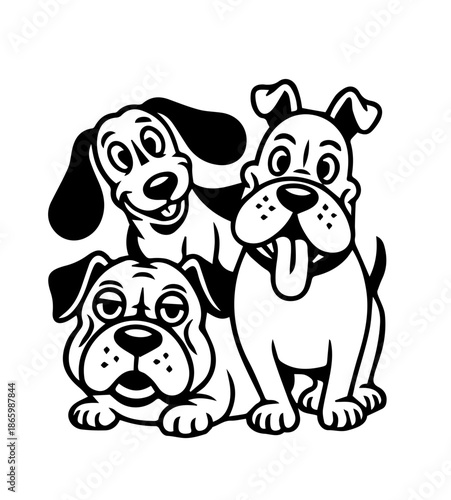  Dogs faces doodle Collection of hand drawn funny cute faces of dogs pets of different breeds and fur styles isolated on transparent background. Illustration of dogs breeds for kids