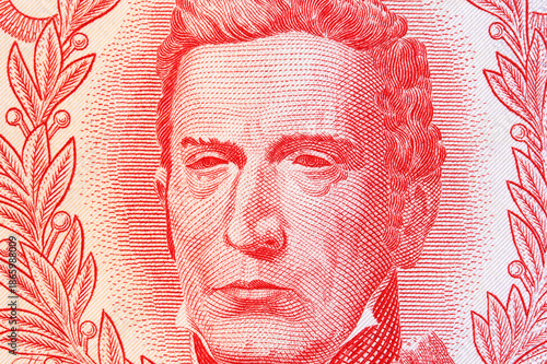 Jose Gervasio Artigas a closeup portrait from old Uruguayan money