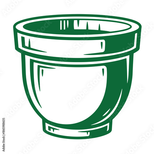 Green flower pot illustration in a simple style for decorative or gardening concepts