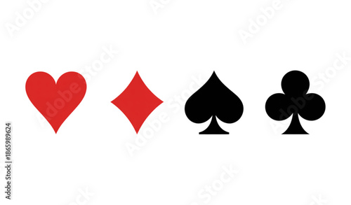 Poker playing card suit icons set with ace symbols isolated on white