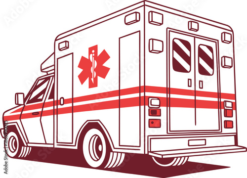 Ambulance Emergency Vehicle Illustration. Medical Ambulance Illustration. Emergency Ambulance Vehicle. Hospital Ambulance Illustration. Ambulance Transport Illustration. Medical Emergency Ambulance