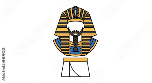 Stylized Egyptian Pharaoh Headdress with Beard and Collar.