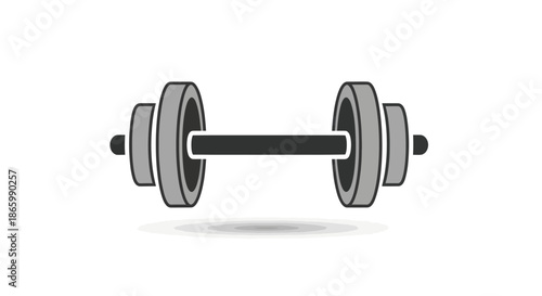 Simple Gray Dumbbell with Multiple Weight Plates.