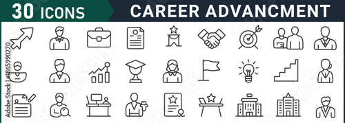 Career advancement icons for business and professional growth