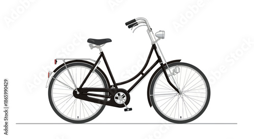 Classic Black Vintage City Bicycle with Chrome Details.