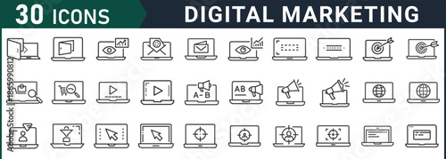 Digital marketing icons for online business and technology solutions