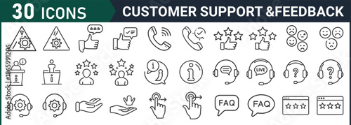 Customer support and feedback icons for business communication solutions