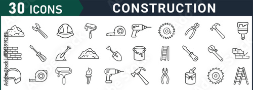 Construction icons set for building and architecture projects