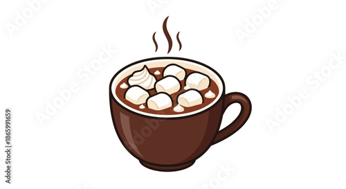 Steaming Mug of Hot Chocolate with Marshmallows.