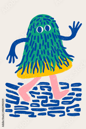 Playful creature hiding among vibrant foliage