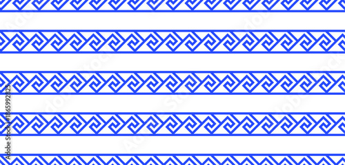 Vector background for the fabric cloth, ceramic floor, ornament textile, texture. Abstract blue and white geometric line. greek seamless pattern. old ancient ornament with key element