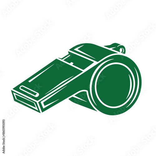 Green whistle icon for referees and sports officials to signal fouls and stoppages