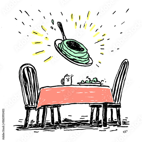 Joyful Pancake Stack at Breakfast Table