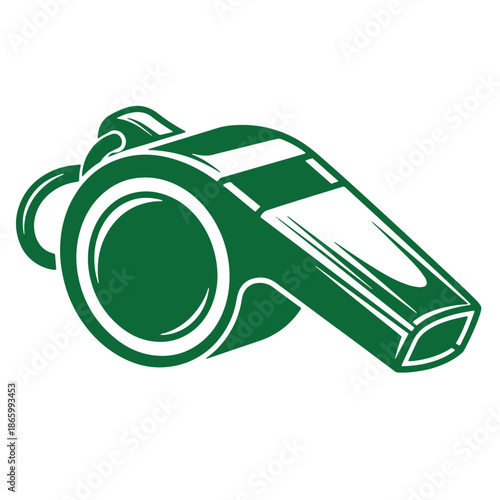 Green whistle icon for sports and referees  isolated on white background