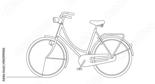Bicycle Line Art: Classic Dutch Bike Illustration.