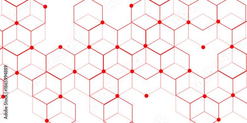 abstract geometric red texture background red hexagon 3D background texture. 3d rendering illustration. Clear pattern abstract background hexagon .Futuristic abstract banner.	