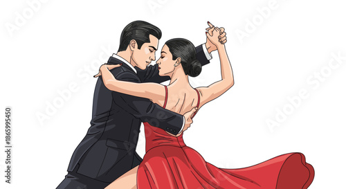 Elegant couple dancing tango with passion and grace.
