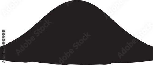 Smooth Rounded Hill Silhouette Vector Isolated on White Background

