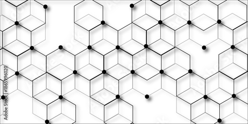 Abstract hexagon white background with shadow .white background Futuristic blue neon honeycombs. Modern technology design. Vector illustration.	