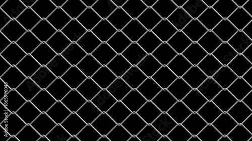 Metal Chain Link Fence Animation on Transparent Background. 4K