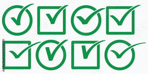 check mark icons. green check mark and red cross mark icon set. green tick and red x. symbols of approval and Decline, verified icon, social media account verify icons. tick symbol verification sign .