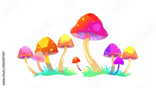 Colorful mushrooms illustration