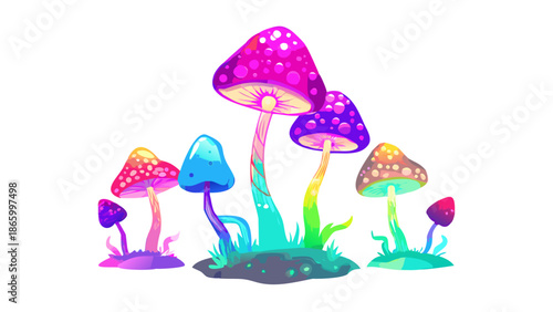 Colorful mushrooms illustration