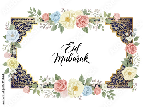 Floral frame with flowers and leaves decorative border design for greeting cards and invitations